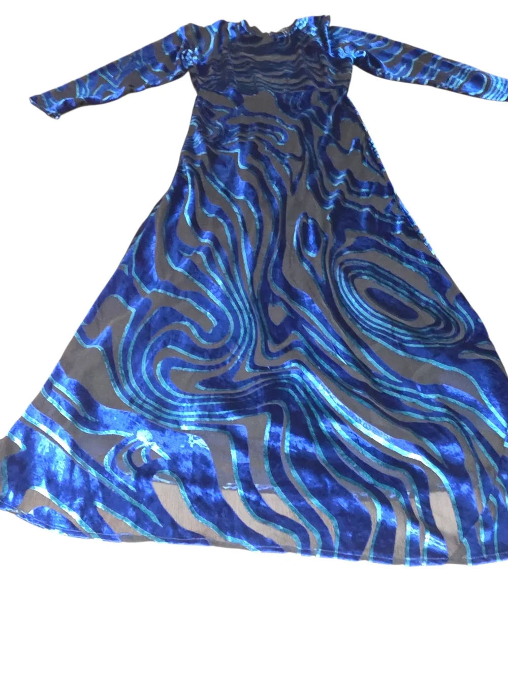 NWT Karen Millen Petite Blue Velvet Burnout Maxi Dress UK 10 US 6 Formal - Picture 7 of 14